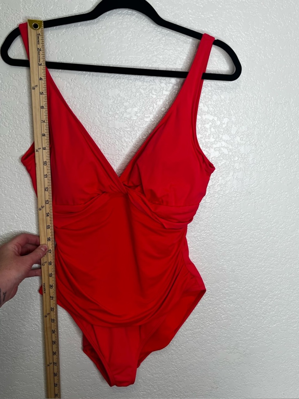 Ralph Lauren Womens One Piece Swimsuit Twist V-Neck Sz 14 L Red Orange Beach - Picture 9 of 9